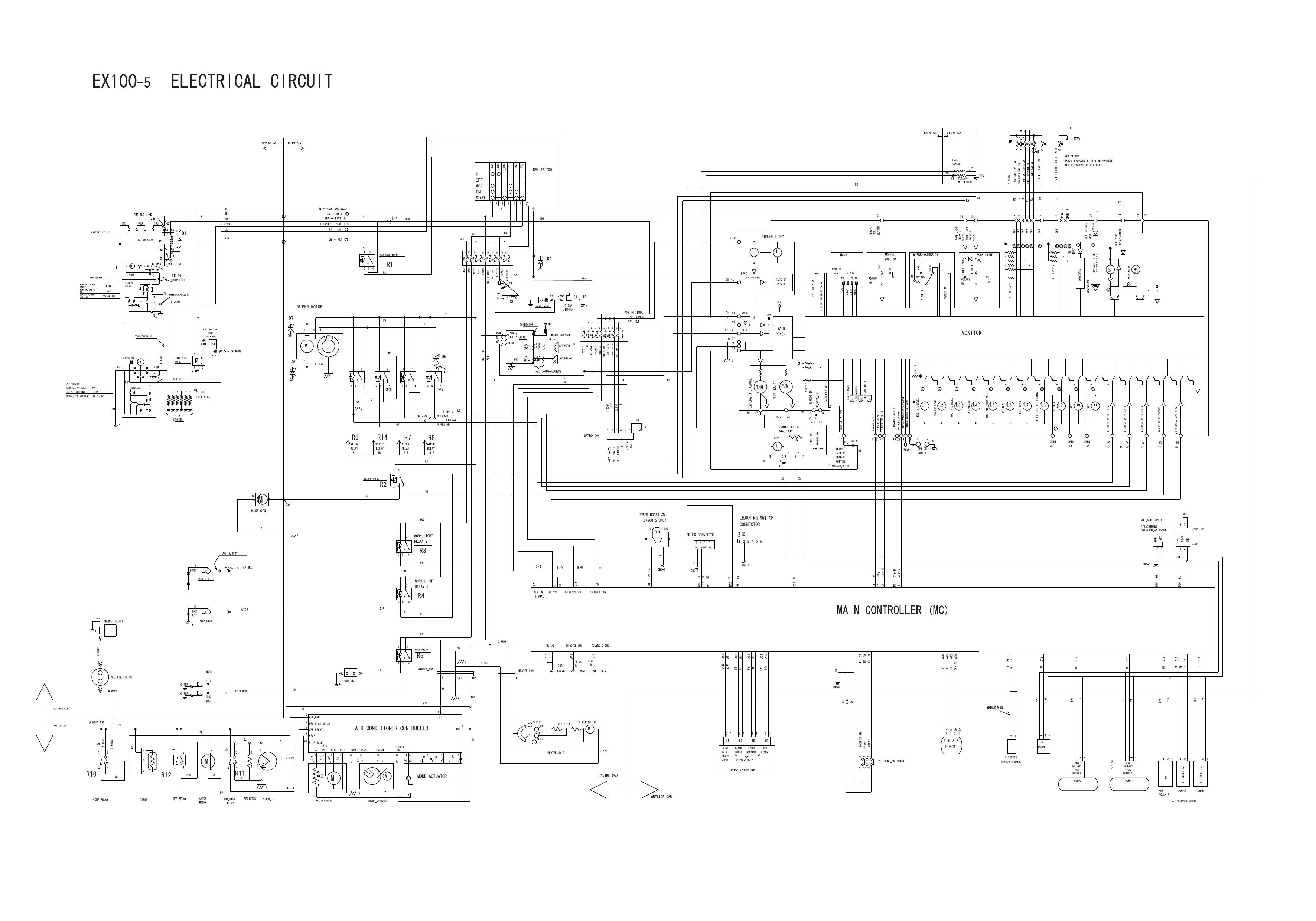 EX100-5 HITACHI HYDRAULIC CIRCUIT ELECTRICAL CIRCUIT DIAGRAM